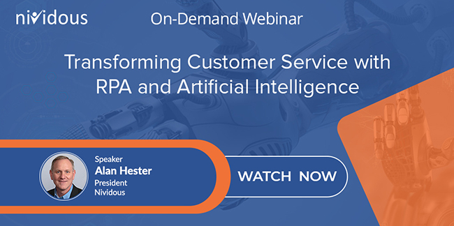 On demand webinar on Transforming Customer Service with RPA and Artificial Intelligence