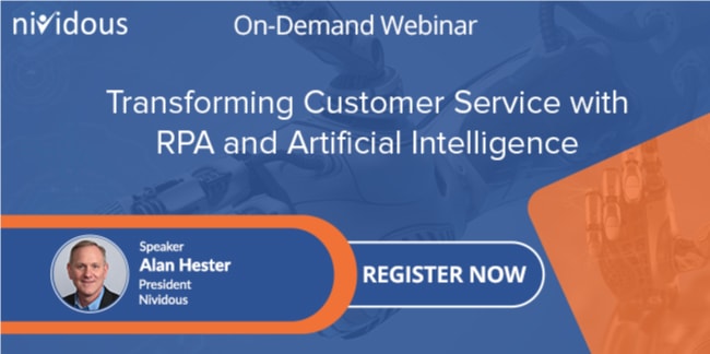On demand webinar on Transforming Customer Service with RPA and Artificial Intelligence