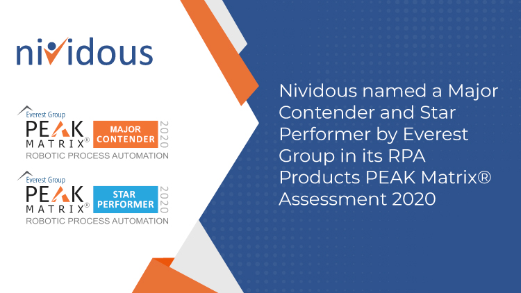Everest Group Names Nividous a Major Contender and Star Performer in RPA Products PEAK Matrix® Assessment 2020-fv1