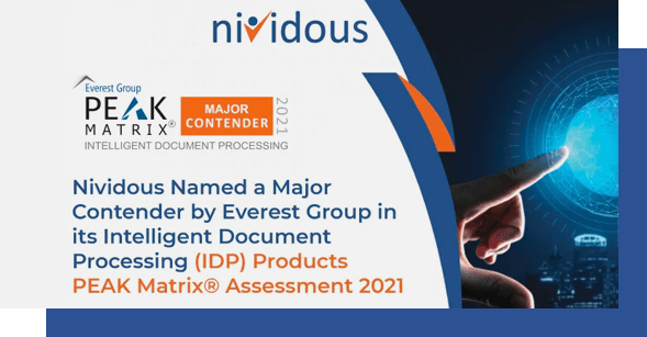 Everest Group Names Nividous a Major Contender in IDP Products PEAK Matrix® Assessment 2021