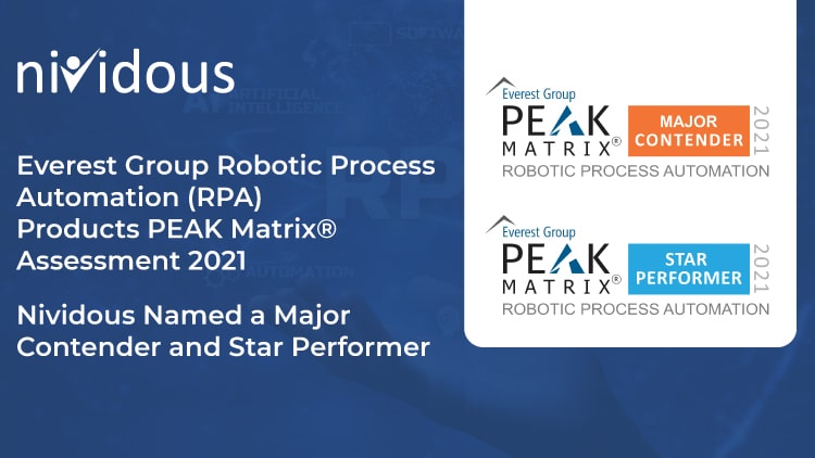 Nividous Named Major Contender and Star Performer in Rpa Products Peak Matrix 2021|